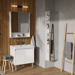 Тумба с раковиной Aquaton Сканди Doors 70 белый глянец, белый матовый