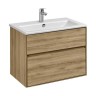 Тумба с раковиной Aquaton Либерти 75, 2 ящика, дуб эльвезия