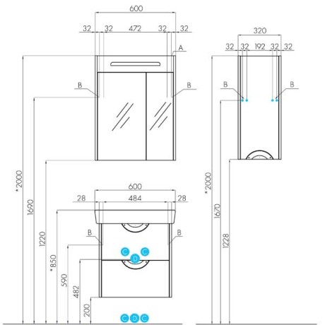 Зеркальный шкаф Aquaton Сильва 60 дуб полярный